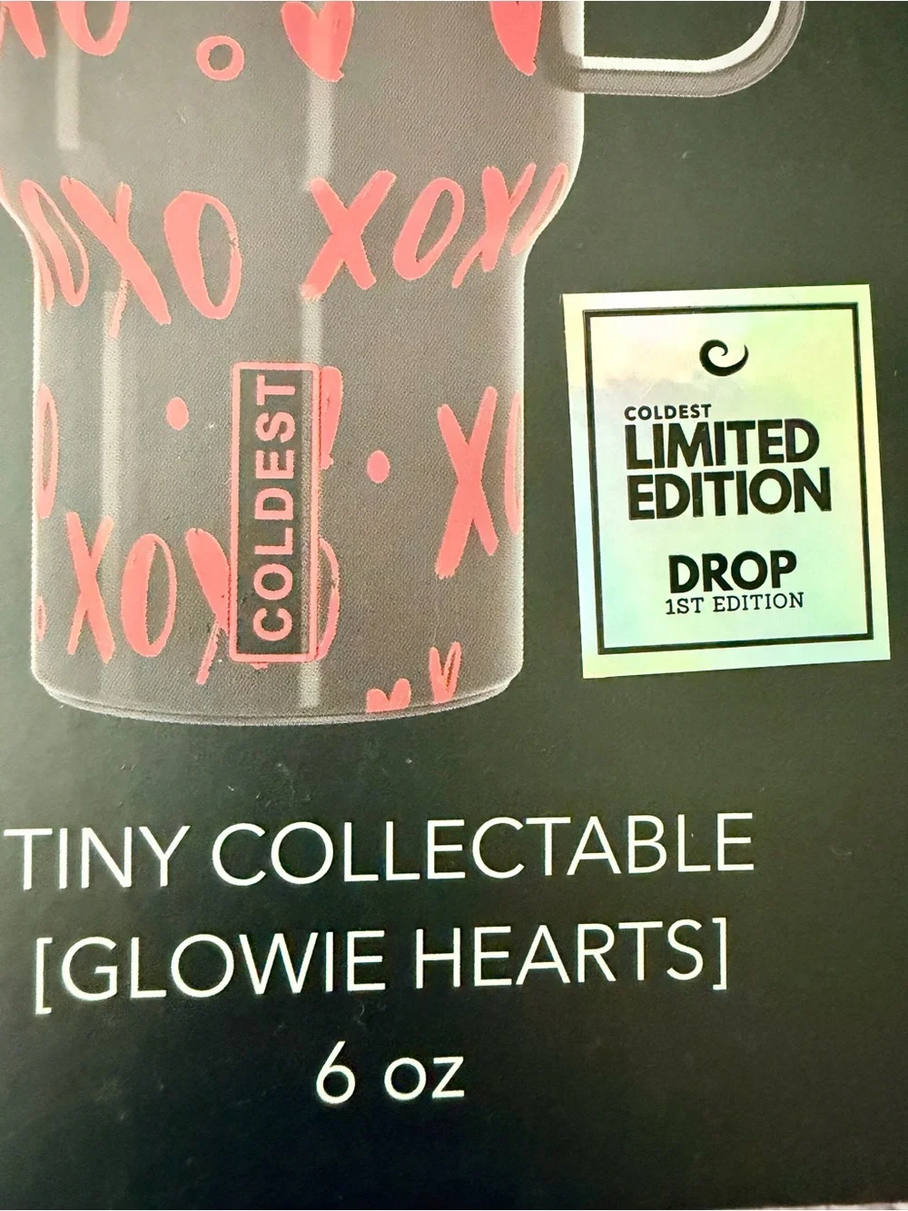 BNIB Coldest XOXO Tiny 6oz Limited Edition Insulated Water Bottle Glowie Hearts.